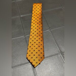 Halloween Witch Riding a Broom  Orange Patterned Men's Tie Long 100% Silk